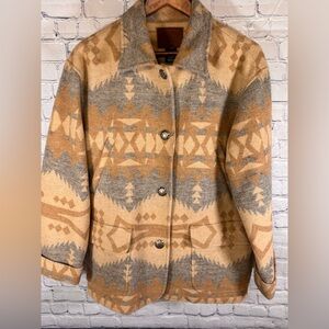 VINTAGE Lauren Ralph Lauren Southwestern Aztec Americana Blanket Barn Coat M